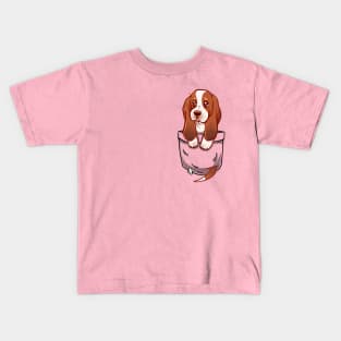 Pocket Cute Basset Hound Puppy Kids T-Shirt